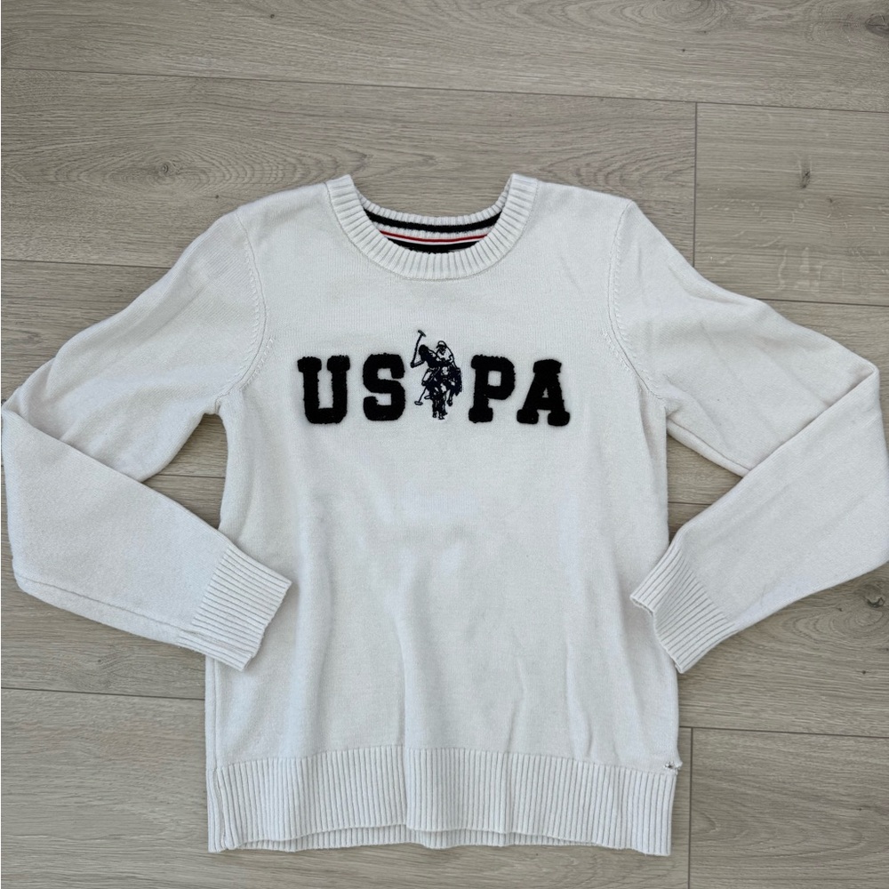U.S. Polo Assn. Cream Sweater with Black USPA Design